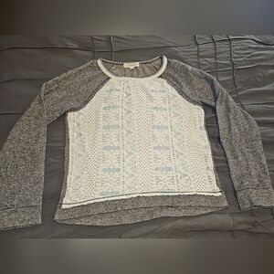 Rewind Gray and White Knit Top